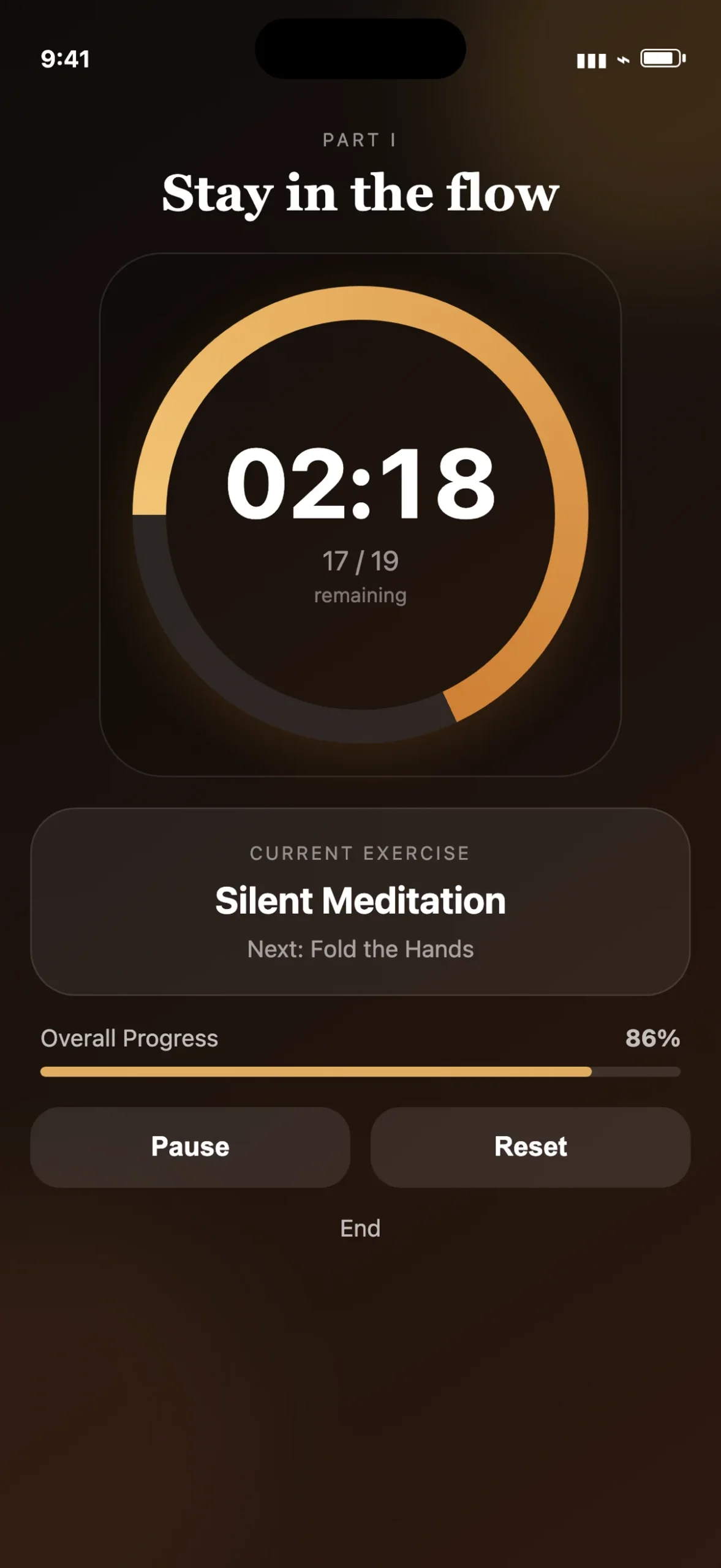 Meditation timer during a practice session